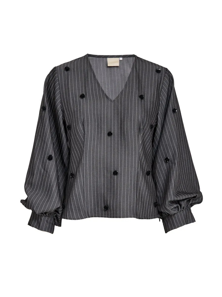 Peppercorn Peppercorn Blouse Grijs Krijtstreep